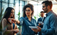Analyze competitive intelligence data in a collaborative office environment with diverse team.