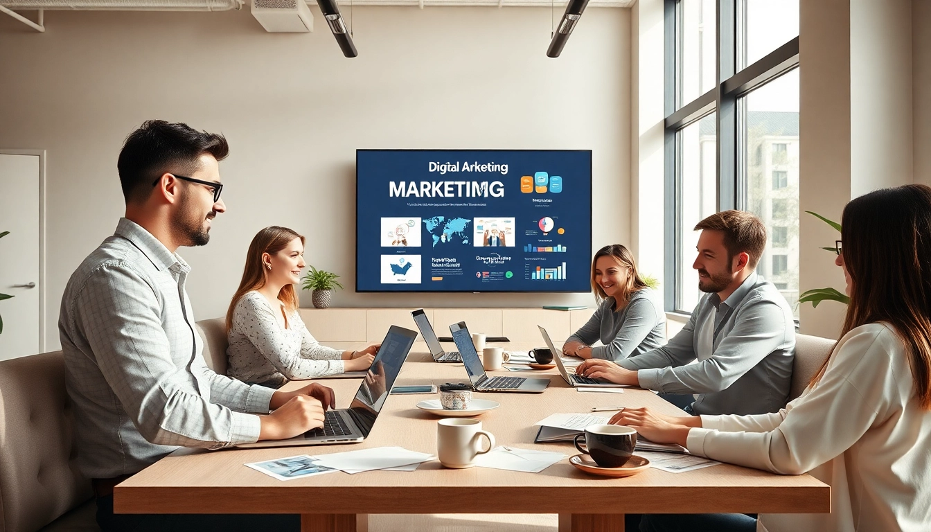 Creazione sito web agenzia: gruppo di lavoro su progettazione siti web con schermi e materiali.