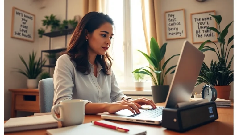 Engaging side hustles with flexible hours in a cozy, well-organized home workspace.