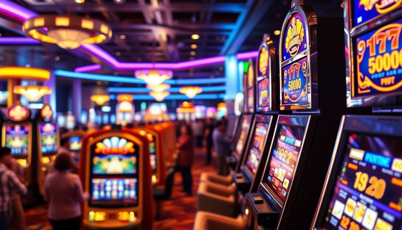 Menyaksikan pemain menikmati situs slot batman138 dengan mesin slot berkilau dan suasana kasino yang ceria.