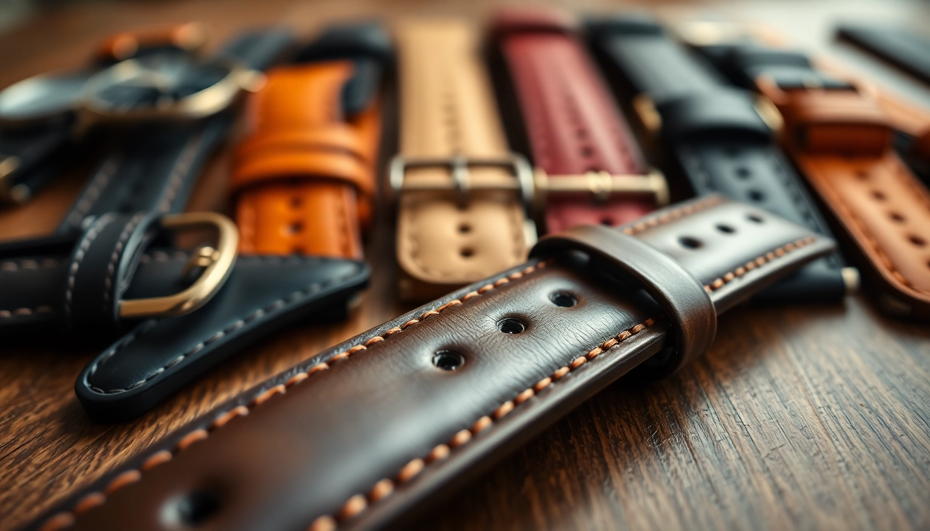 Showcase of leather watch straps highlighting their quality and craftsmanship