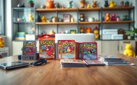 Explore Pokemon tcg india collection with vibrant trading cards and accessories displayed on a stylish table.
