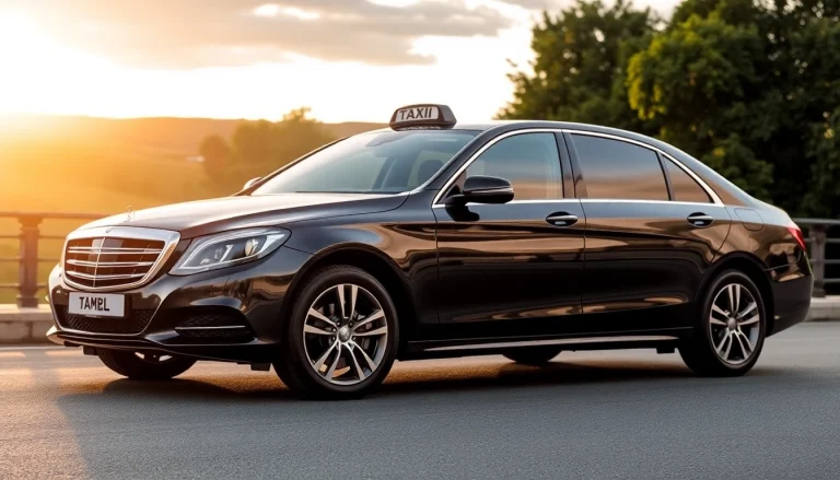 Sowerby bridge airport transfers featuring a polished saloon taxi ready for a journey in a picturesque setting.