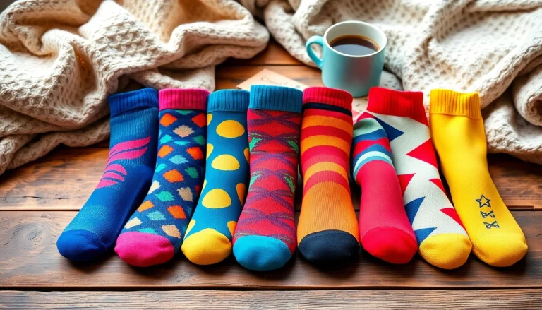 Showcasing 5 Pairs Mixed Socks with vibrant patterns in a cozy setting.