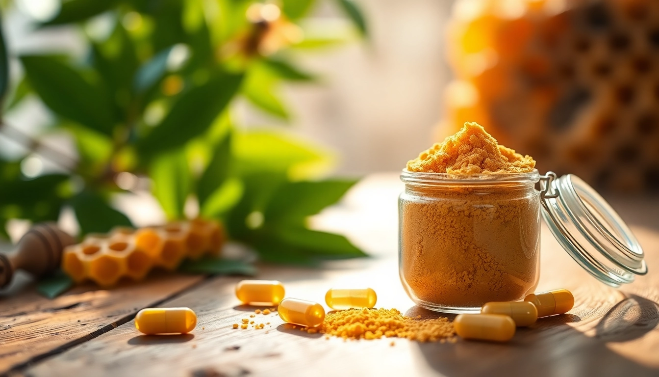 Bee pearl powder displayed attractively in a jar, ready for adding to smoothies.
