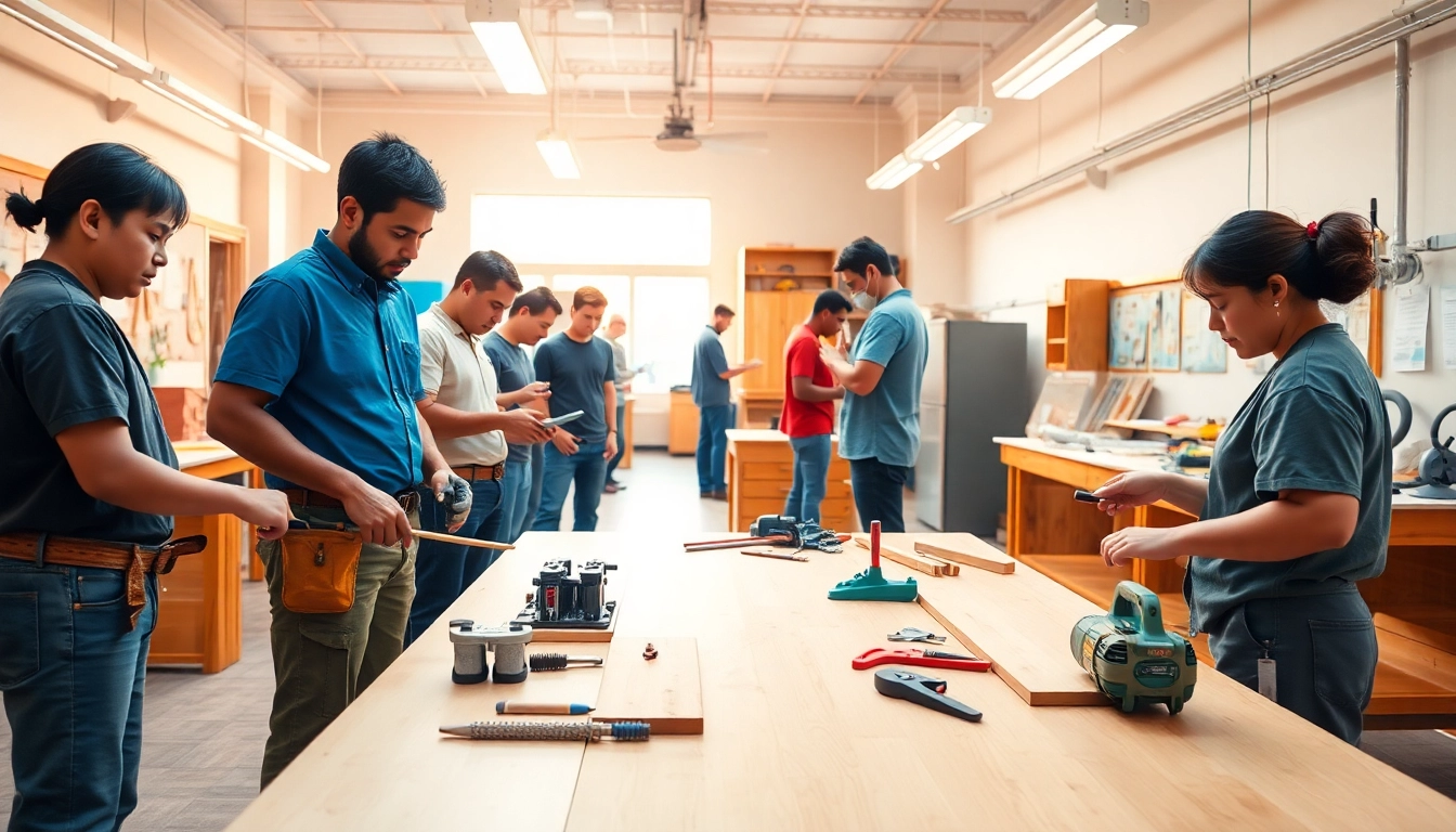Trade schools in Hawaii: Students practicing hands-on skills in a vibrant training environment.