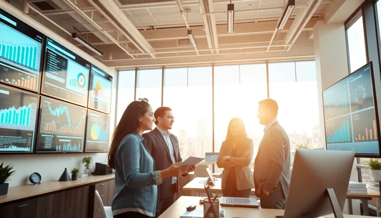 Claymore Partners team members strategizing growth in a modern office environment.