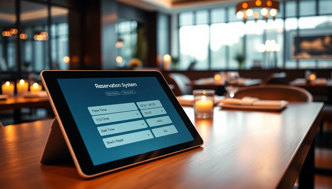 Engaging Reservation Services interface on a tablet, highlighting modern dining experience and efficiency.