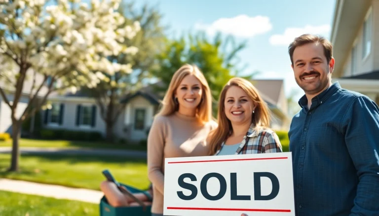 Sell my house fast okc, joyful family outside their home celebrating a successful sale.