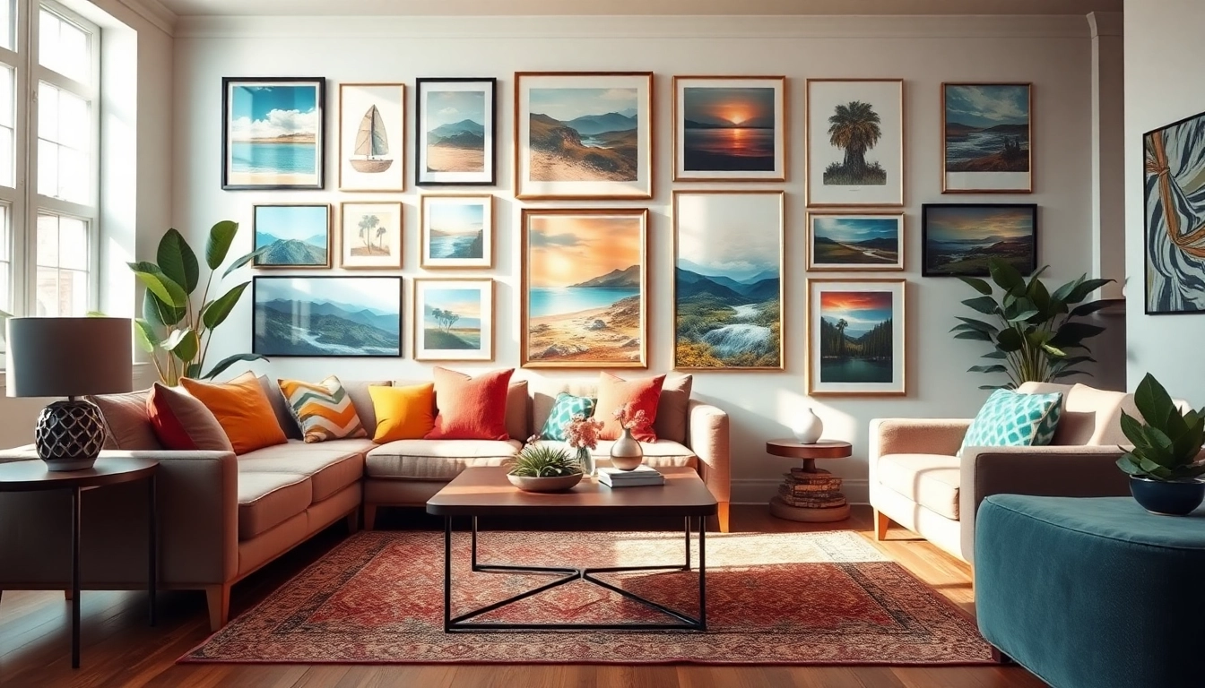 Creative wall art ideas displayed on a gallery wall in an inviting living room atmosphere.