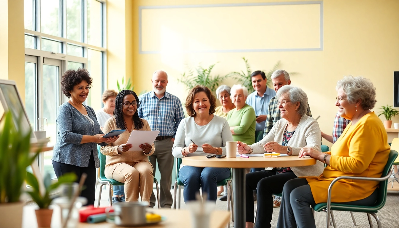 Engaged seniors at the Howard Lieburn Senior Center during an activity session.