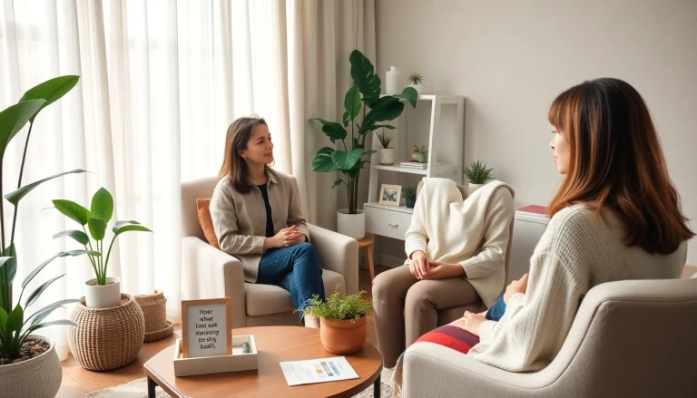 Therapist guiding a client through discussions on depression in a warm, comforting environment.