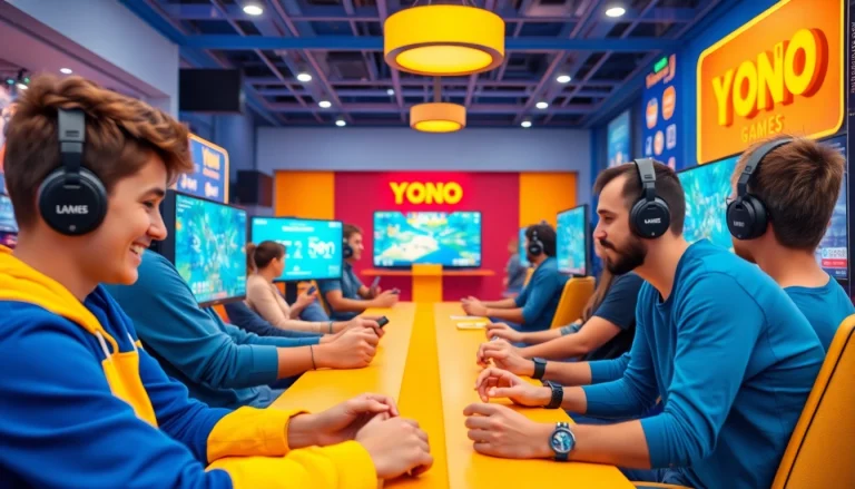 Explore YONO GAMES with vibrant graphics and players enjoying interactive gameplay experiences.