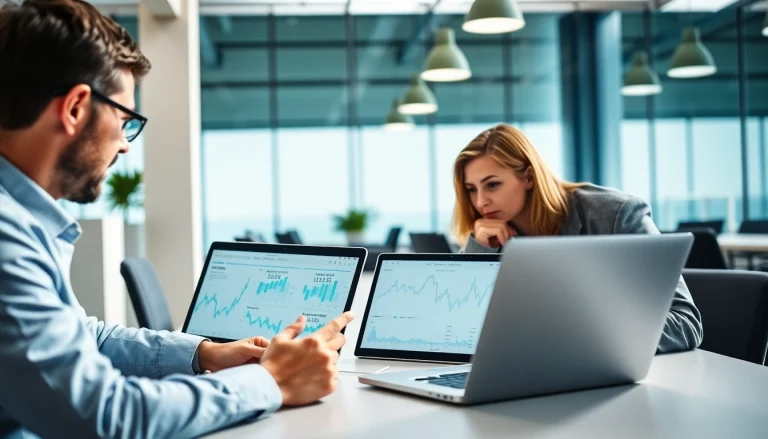 Analyze competitor prices with business professionals discussing pricing strategies in a modern office.