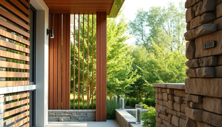 Enhance your outdoor space with modern exterior paneling showcasing natural wood textures.
